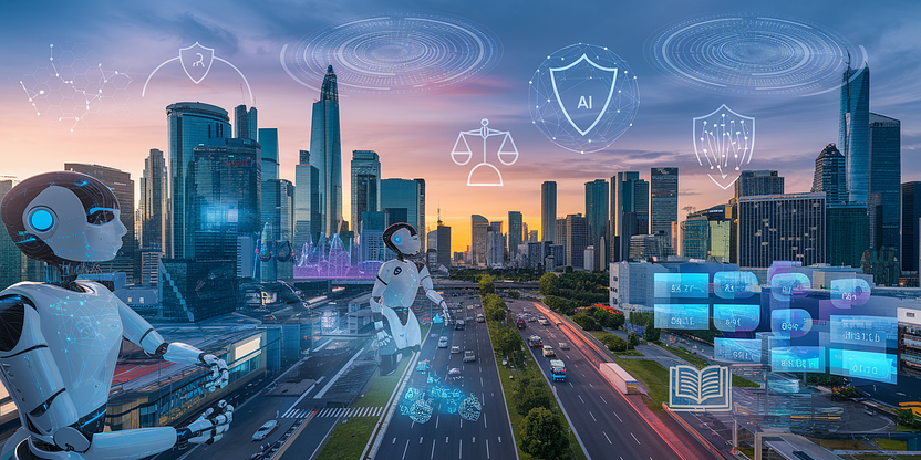 AI checklist illustration highlighting machine learning, ethics, and applications in 2025